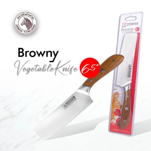 Dao Inox Zebra Browny Vegetable cán gỗ 6.5"