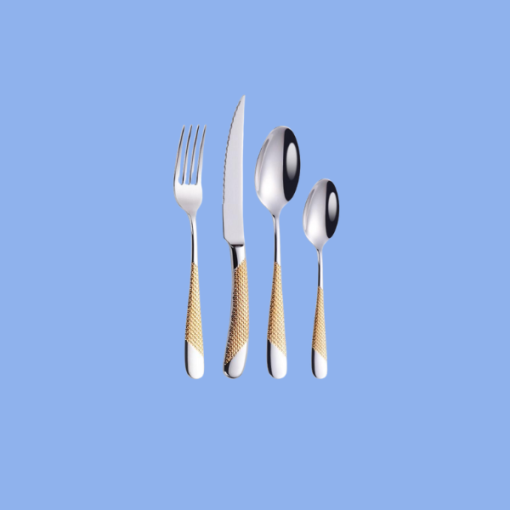 Bộ Dao Muỗng Nĩa Ferran Diagonal Textured Cutlery Set Silver Inox 304 Cao Cấp Sang Trọng