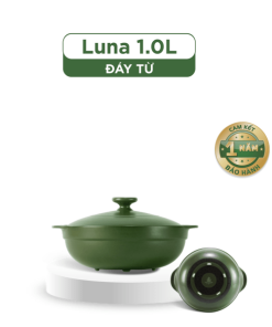 Nồi dưỡng sinh Luna (Nồi cạn) 1.0 L + nắp (CK) (bếp từ) - Xanh Rêu