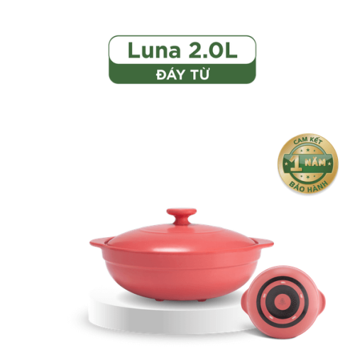 Nồi dưỡng sinh Luna (Nồi cạn) 2.0 L + nắp (CK) (bếp từ) - Màu Đỏ 2