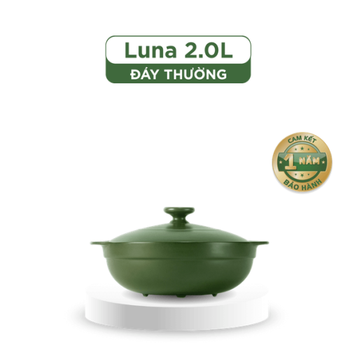 Nồi dưỡng sinh Luna (Nồi cạn) 2.0 L + nắp (CK) - Màu Xanh Rêu 2