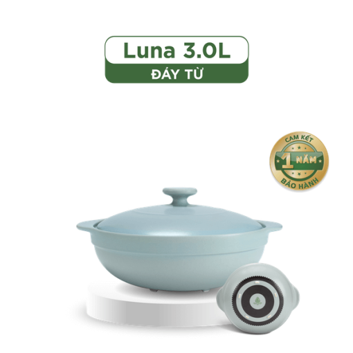 Nồi dưỡng sinh Luna (Nồi cạn) 3.0 L + nắp (CK) (bếp từ) - HealthyCook - Màu Xám 2