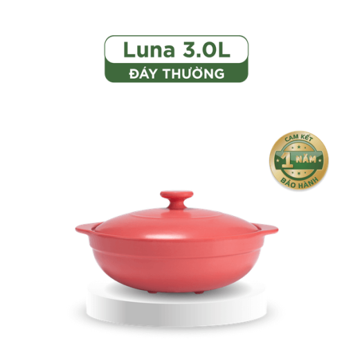 Nồi dưỡng sinh Luna (Nồi cạn) 3.0 L + nắp (CK) - Màu Đỏ 2