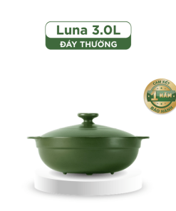 Nồi dưỡng sinh Luna (Nồi cạn) 3.0 L + nắp (CK) - Xanh Rêu