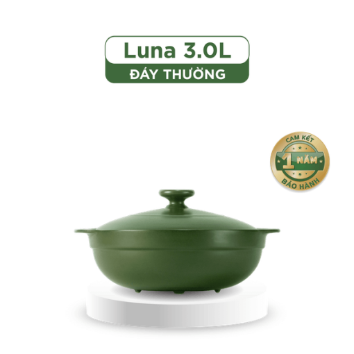 Nồi dưỡng sinh Luna (Nồi cạn) 3.0 L + nắp (CK) - Xanh Rêu