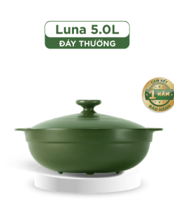 Nồi dưỡng sinh Luna (Nồi cạn) 5.0 L + nắp - Xanh Rêu