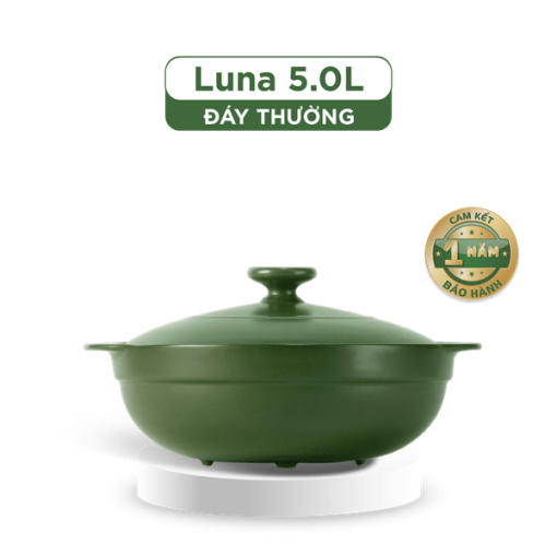 Nồi dưỡng sinh Luna (Nồi cạn) 5.0 L + nắp - Xanh Rêu