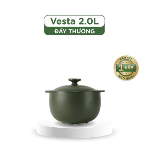 Nồi dưỡng sinh Vesta 2.0 L + nắp (CK) - Healthy Cook - Xanh Rêu