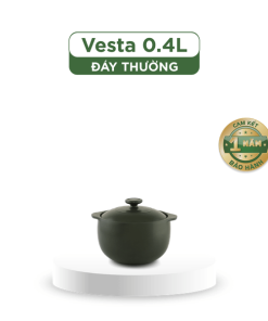 Nồi dưỡng sinh Vesta (Nồi tròn cao) 0.4 L + nắp (CK) - Xanh Rêu