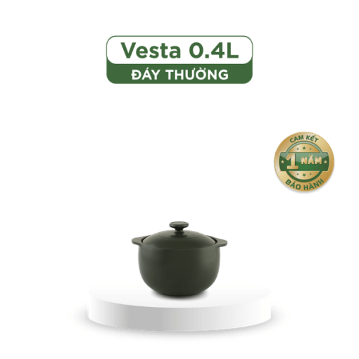 Nồi dưỡng sinh Vesta (Nồi tròn cao) 0.4 L + nắp (CK) - Xanh Rêu