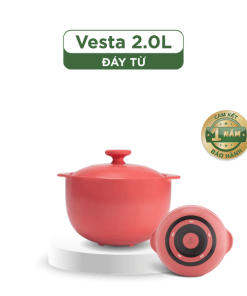 Nồi dưỡng sinh Vesta (Nồi tròn cao) 2.0 L + nắp (CK) (bếp từ) - Màu Đỏ 2