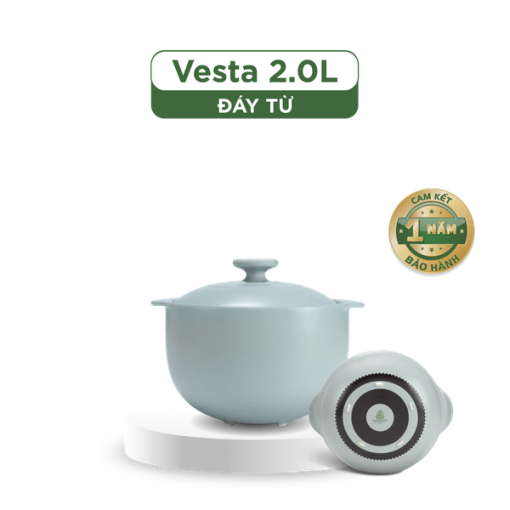 Nồi dưỡng sinh Vesta (Nồi tròn cao) 2.0 L + nắp (CK) (bếp từ) - Màu Xám 2