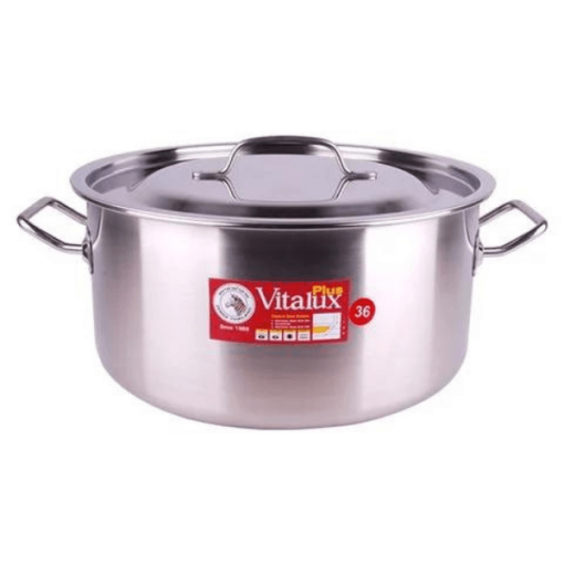 Nồi hầm Inox Vitalux 3 đáy nắp Inox 36x18cm - 171317