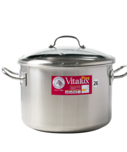 Nồi hầm Inox Vitalux 3 đáy nắp kính 26x18cm