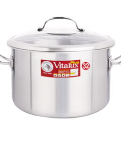 Nồi hầm Inox Vitalux 3 đáy nắp kính 32x23cm