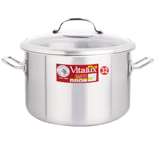 Nồi hầm Inox Vitalux 3 đáy nắp kính 32x23cm