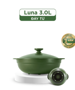 Nồi Sứ Dưỡng Sinh Healthy Cook Luna 3.0 L - bếp từ - Xanh Rêu