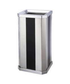 THÙNG RÁC INOX CHỮ NHẬT SỌC ĐEN TRẮNG