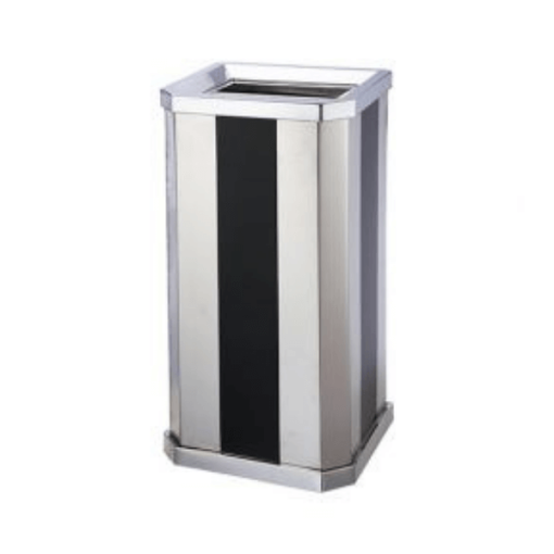 THÙNG RÁC INOX CHỮ NHẬT SỌC ĐEN TRẮNG