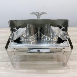 Nồi Hâm Soup Buffet Chữ Nhật 2 Ngăn Nắp Dính Inox DCNH (1)