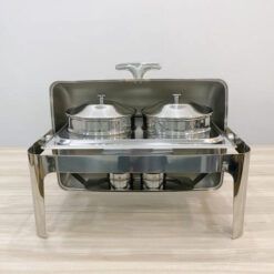 Nồi Hâm Soup Buffet Chữ Nhật 2 Ngăn Nắp Dính Inox DCNH (3)