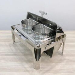 Nồi Hâm Soup Buffet Chữ Nhật 2 Ngăn Nắp Dính Inox DCNH (4)