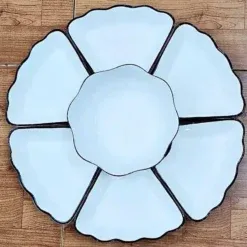 bộ bát đĩa Bát Tràng hoa mặt trời tại Dụng cụ nhà hàng Mekoong