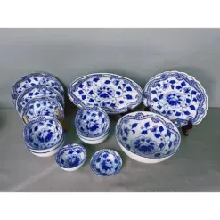 Bộ Bát Đĩa Bát Tràng Men Lam DCNH (1)