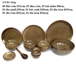 Bảng Giá Các Loại Bộ bát đĩa Bát Tràng men xanh rêu