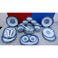 Bộ Bát Đĩa Bát Tràng Phong Cách Cổ Điển