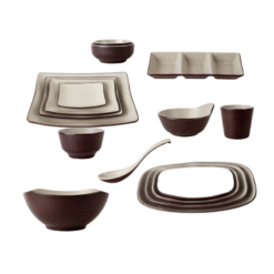 Bộ bát đĩa nhám hai lớp melamine Fataco 800x800