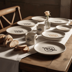 đầu tư vào bộ bát đĩa Bát Tràng in logo