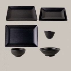 Bộ Bát Đĩa Nhám Màu Đen Melamine Fataco 800x800 (2)