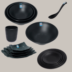 Lựa Chọn Bộ Bát Đĩa Nhám Màu Đen Melamine Fataco Theo Phong Cách Không Gian