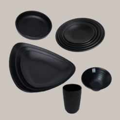 Bảng Giá Các Loại Bộ Bát Đĩa Nhám Màu Đen Melamine Fataco