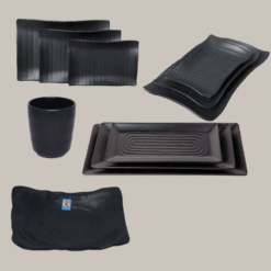 Các Loại Bộ Bát Đĩa Nhám Màu Đen Melamine Fataco