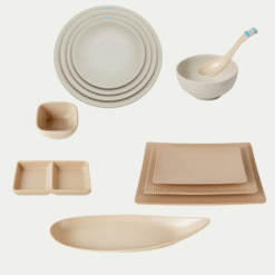 Bộ Bát Đĩa Nhám Màu Nâu Melamine Fataco: Ấm Áp Không Gian, Đậm Chất Mộc Quán Ăn