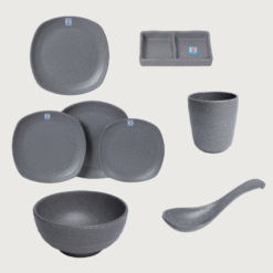 Lựa Chọn Bộ Bát Đĩa Nhám Màu Xám Melamine Fataco Theo Phong Cách Nhà Hàng