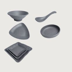 Các Loại Bộ Bát Đĩa Nhám Màu Xám Melamine Fataco