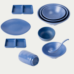 Dụng cụ nhà hàng Mekoong: Chuyên Cung Cấp Bộ Bát Đĩa Nhám Màu Xanh Dương Melamine Fataco Chất Lượng Cao