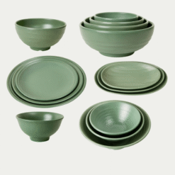 Lựa Chọn Bộ Bát Đĩa Nhám Màu Xanh Lá Melamine Fataco Theo Phong Cách Nhà Hàng