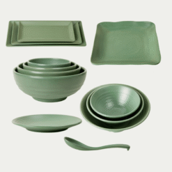 Dụng cụ nhà hàng Mekoong: Chuyên Cung Cấp Bộ Bát Đĩa Nhám Màu Xanh Lá Melamine Fataco Chất Lượng Cao