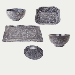 Dụng Cụ Nhà Hàng Mekoong: Chuyên Cung Cấp Bộ Bát Đĩa Vân Đá Đen Melamine Fataco Chất Lượng Cao