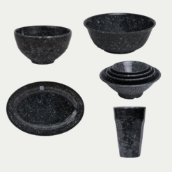 Các Loại Bộ Bát Đĩa Vân Đá Đen Melamine Fataco
