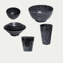 Bảng Giá Các Loại Bộ Bát Đĩa Vân Đá Đen Melamine Fataco