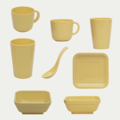 Bộ Bát Đĩa Vuông Màu Vàng Melamine Fataco 800x800