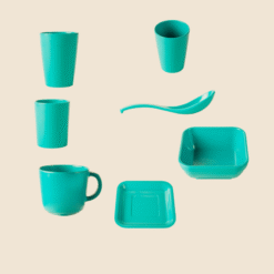 Bộ Bát Đĩa Vuông Màu Xanh Ngọc Melamine Fataco 800x800