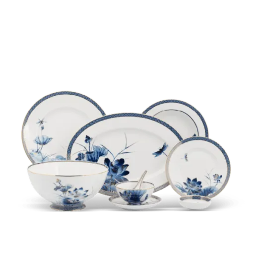 Bộ đồ ăn 10 người 48 sản phẩm - Hoàng Cung - Sen Vàng DCNH