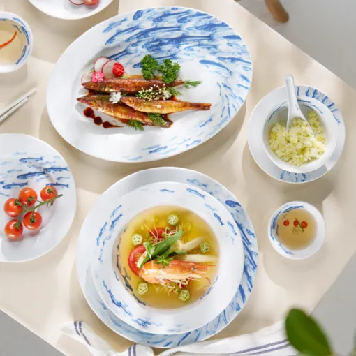 Bộ đồ ăn 10 sản phẩm - Jasmine - Cá Cơm Sương Mờ DCNH1