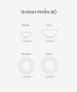 Bộ đồ ăn 10 sản phẩm - Jasmine - Cá Cơm Sương Mờ DCNH4